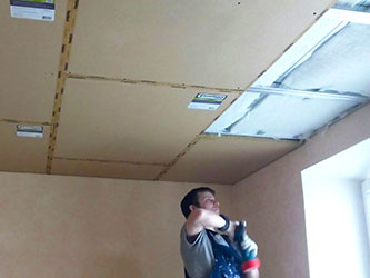 монтаж шумоизоляции потолка